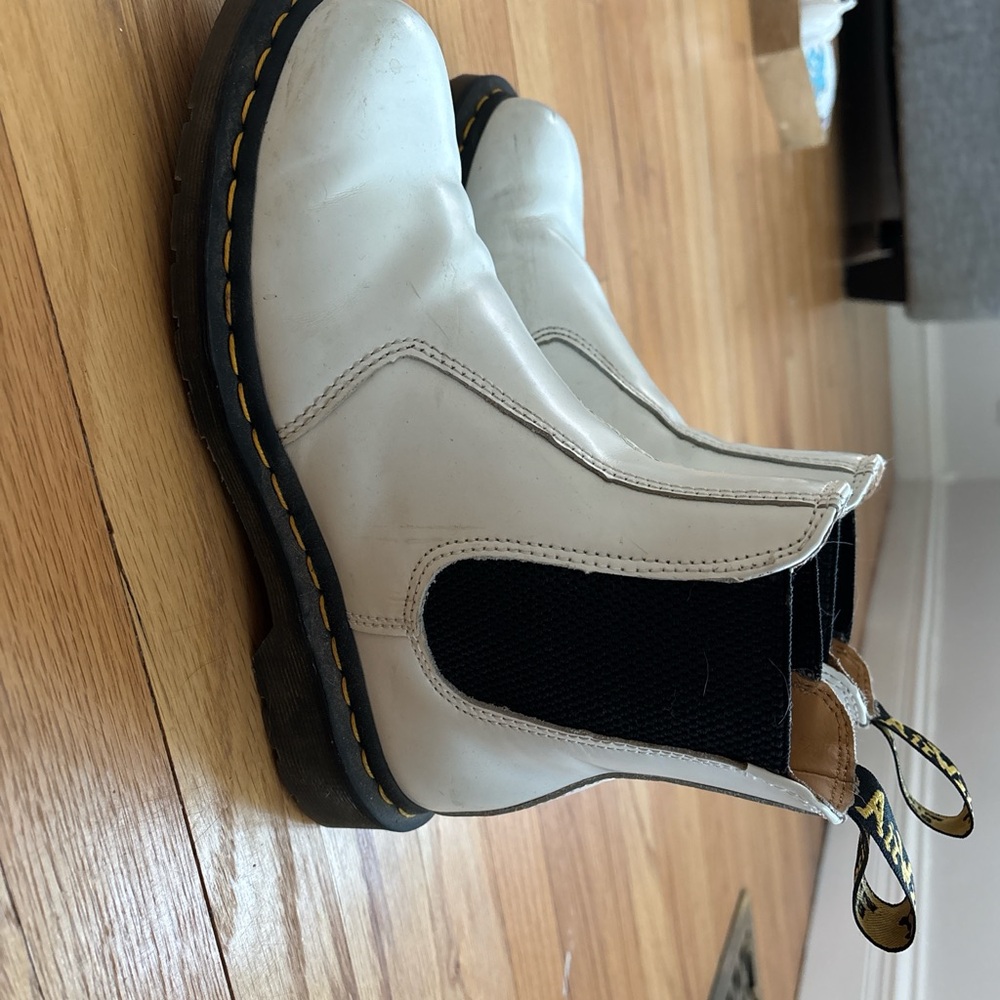 White Leather Chelsea Boots